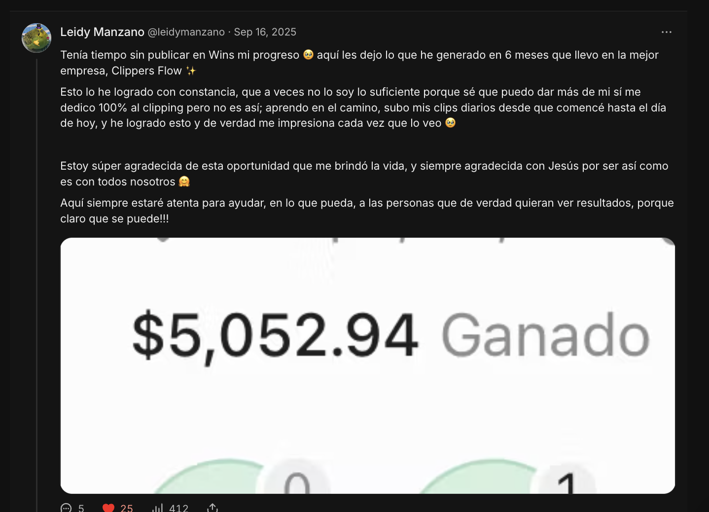 $5,052.94 ganados · Leidy